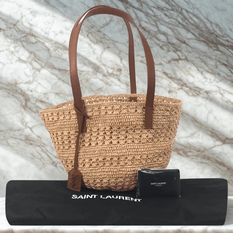 Yves Saint Laurent – Panier-Tasche aus Raffia