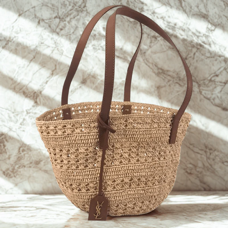 Yves Saint Laurent – Panier-Tasche aus Raffia